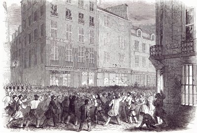 Brotaufstand in der Rue du Faubourg St. Antoine in Paris, aus 